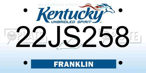 22JS258 Kentucky License Plate