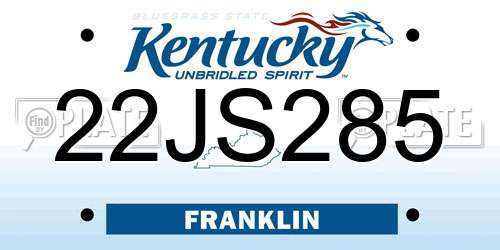 22JS285 Kentucky License Plate