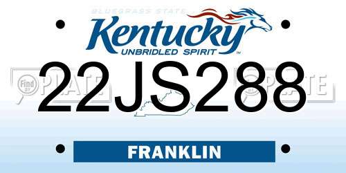 22JS288 Kentucky License Plate