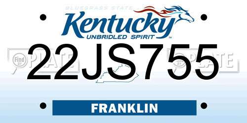 22JS755 Kentucky License Plate