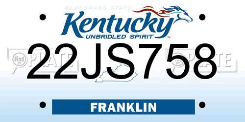 22JS758 Kentucky License Plate