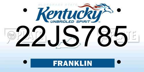 22JS785 Kentucky License Plate