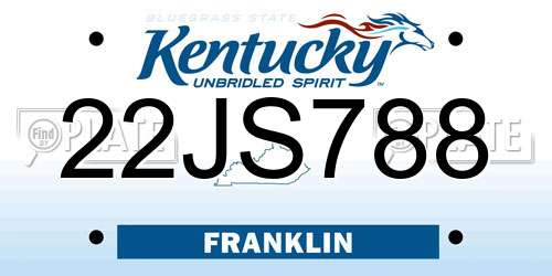22JS788 Kentucky License Plate