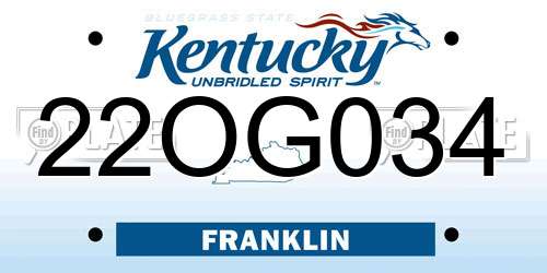 22OG034 Kentucky License Plate