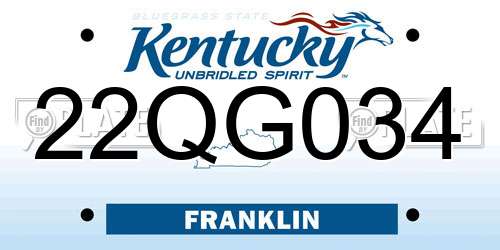 22QG034 Kentucky License Plate
