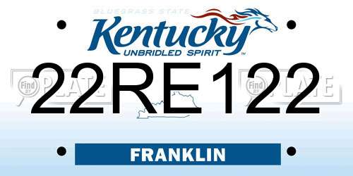 22RE122 Kentucky License Plate