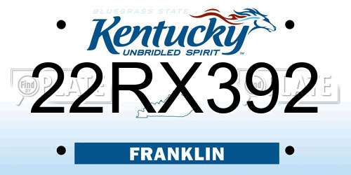 22RX392 Kentucky License Plate