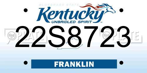 22S8723 Kentucky License Plate