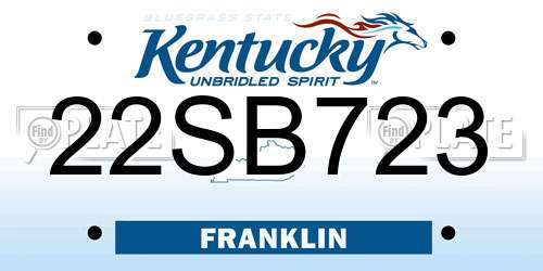 22SB723 Kentucky License Plate
