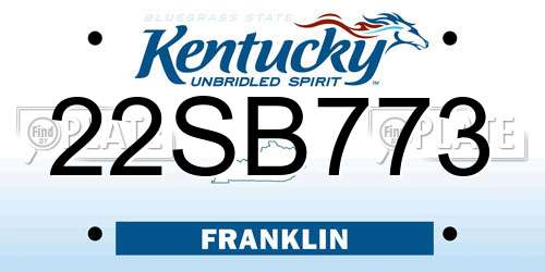 22SB773 Kentucky License Plate