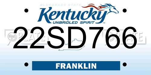 22SD766 Kentucky License Plate