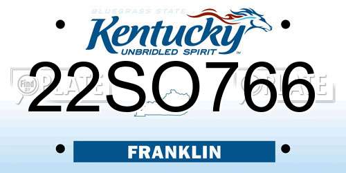 22SO766 Kentucky License Plate