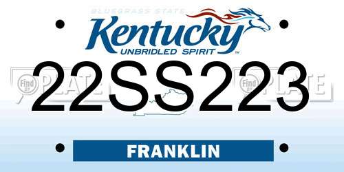 22SS223 Kentucky License Plate