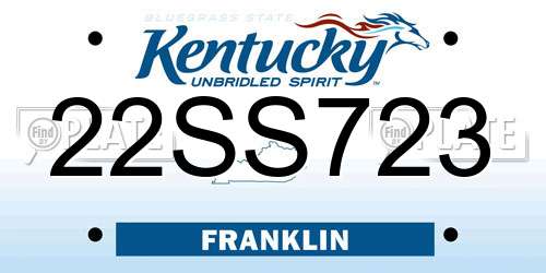 22SS723 Kentucky License Plate