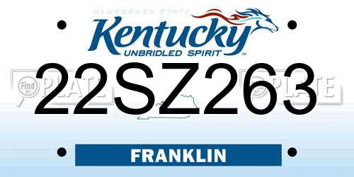 22SZ263 Kentucky License Plate