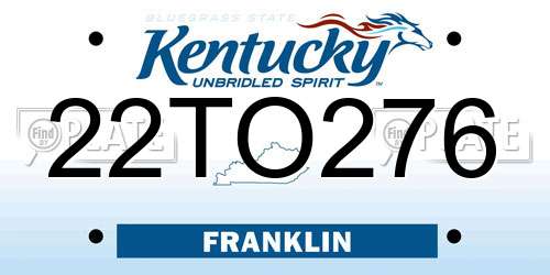 22TO276 Kentucky License Plate