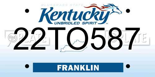 22TO587 Kentucky License Plate