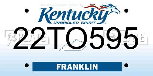 22TO595 Kentucky License Plate
