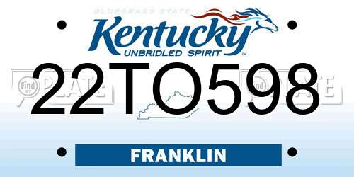 22TO598 Kentucky License Plate