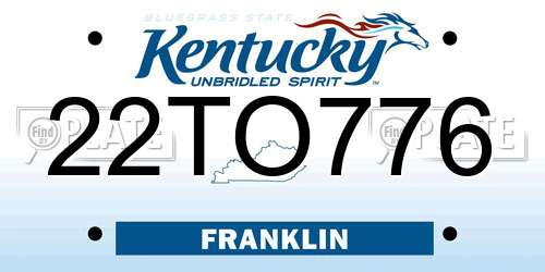 22TO776 Kentucky License Plate