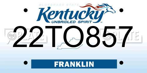 22TO857 Kentucky License Plate