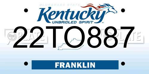 22TO887 Kentucky License Plate