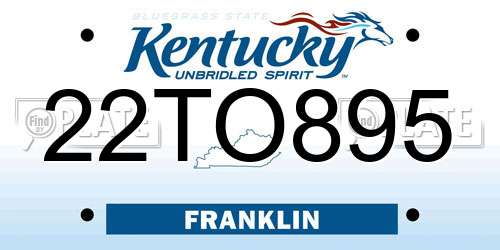 22TO895 Kentucky License Plate