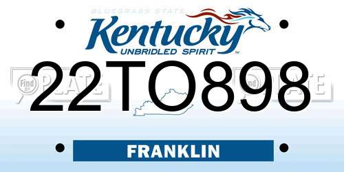 22TO898 Kentucky License Plate