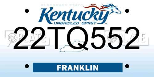 22TQ552 Kentucky License Plate