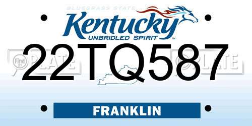 22TQ587 Kentucky License Plate