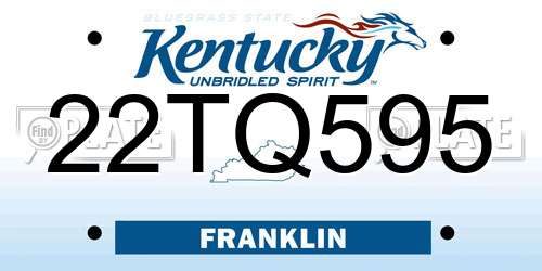 22TQ595 Kentucky License Plate