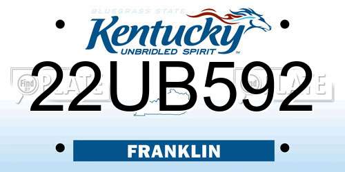 22UB592 Kentucky License Plate