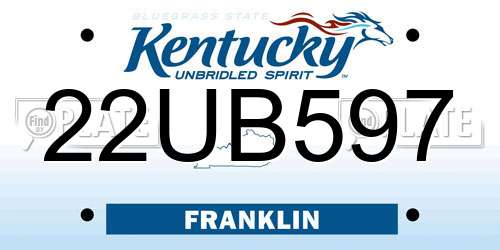22UB597 Kentucky License Plate