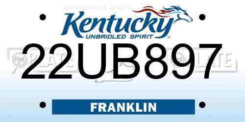 22UB897 Kentucky License Plate