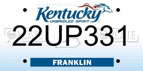 22UP331 Kentucky License Plate