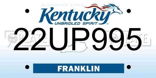 22UP995 Kentucky License Plate