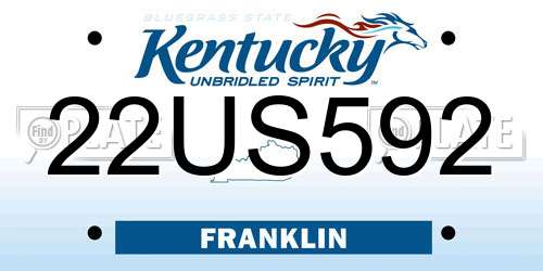 22US592 Kentucky License Plate