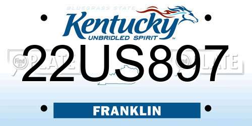 22US897 Kentucky License Plate