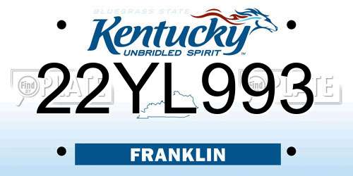22YL993 Kentucky License Plate
