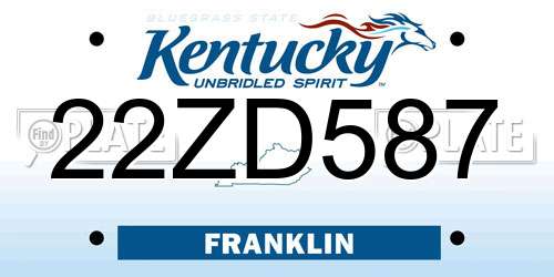 22ZD587 Kentucky License Plate