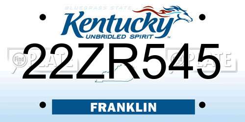 22ZR545 Kentucky License Plate