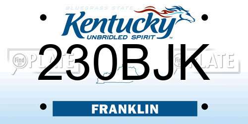 230BJK Kentucky License Plate