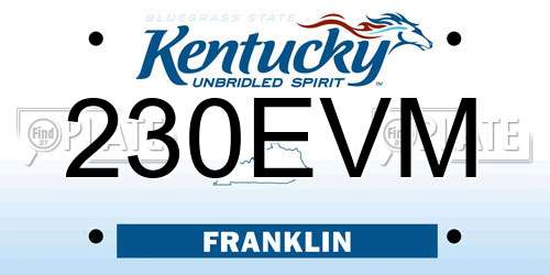 230EVM Kentucky License Plate