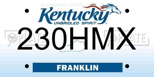 230HMX Kentucky License Plate