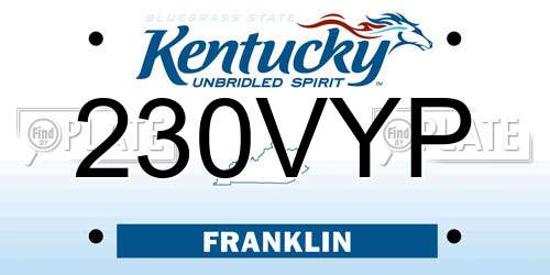 230VYP Kentucky License Plate