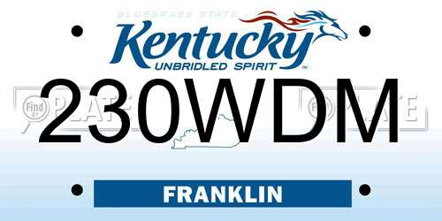 230WDM Kentucky License Plate