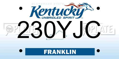230YJC Kentucky License Plate
