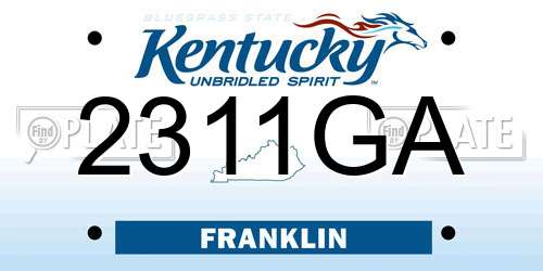 2311GA Kentucky License Plate