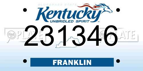 231346 Kentucky License Plate