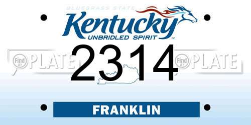 2314 Kentucky License Plate
